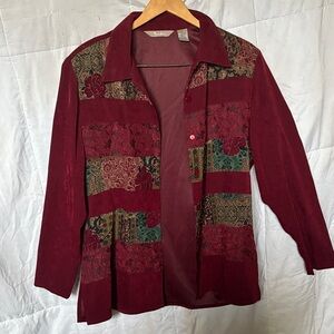 TanJay Burgundy Floral Patchwork Blazer